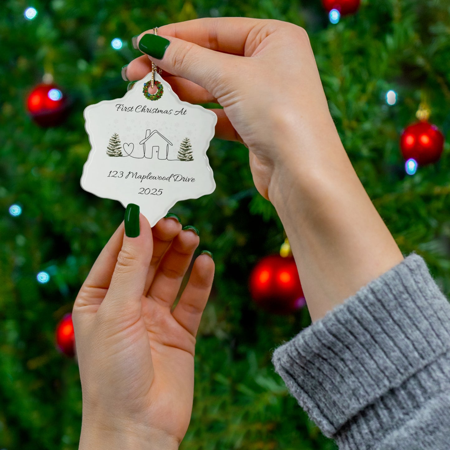 First Christmas at New Home – Personalized Snowflake Ornament