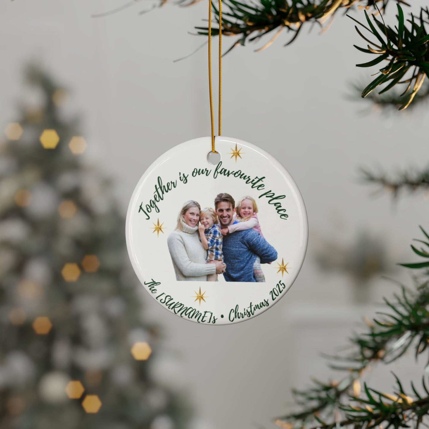 Personalized Ceramic Ornaments for Christmas Tree, Holiday Decor, Family Keepsakes, Double-Sided Decoration, Gift Idea