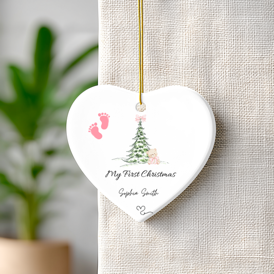My First Christmas – Personalized Baby Ornament (Heart Shape)