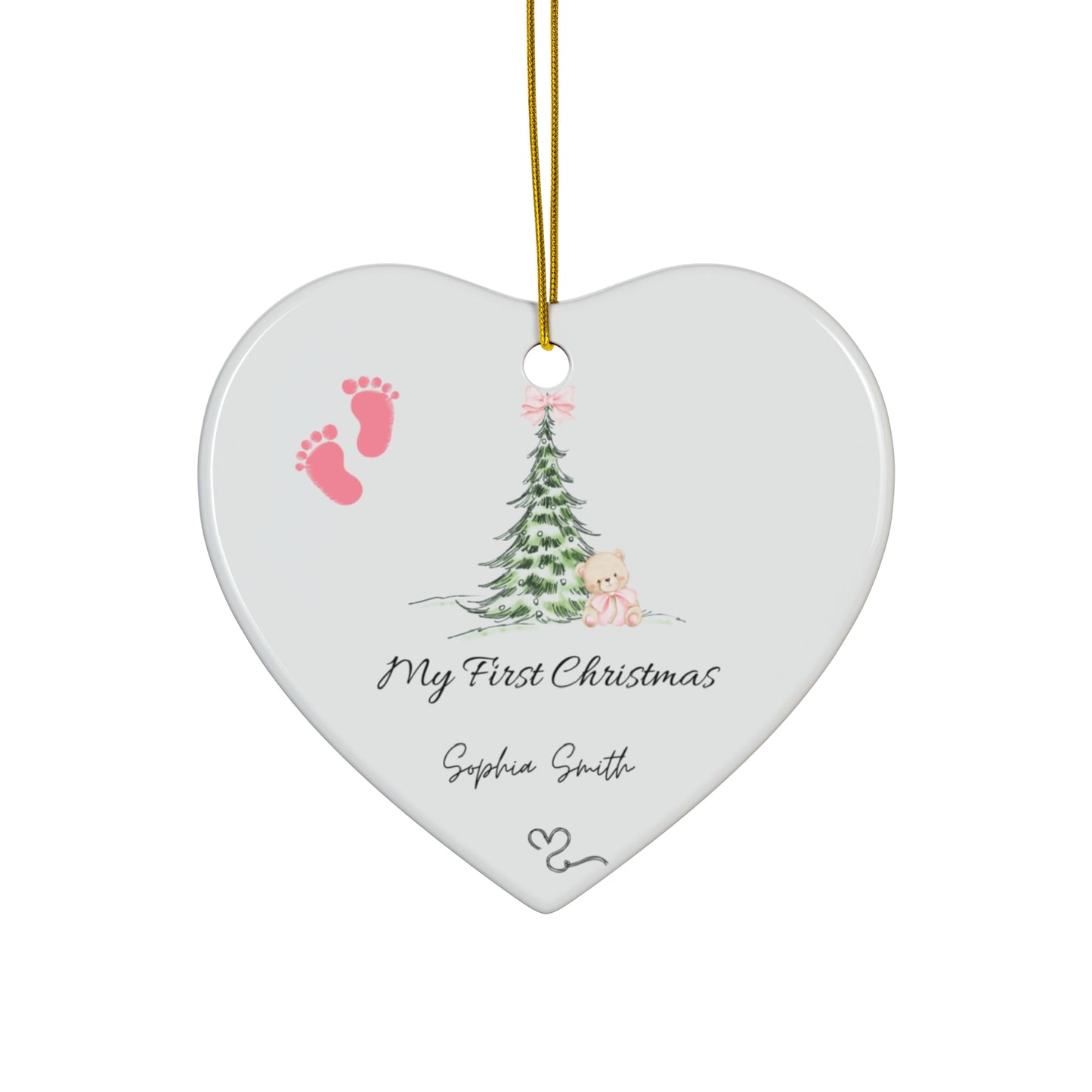 My First Christmas – Personalized Baby Ornament (Heart Shape)
