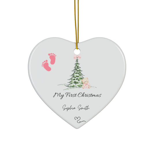 My First Christmas – Personalized Baby Ornament (Heart Shape)