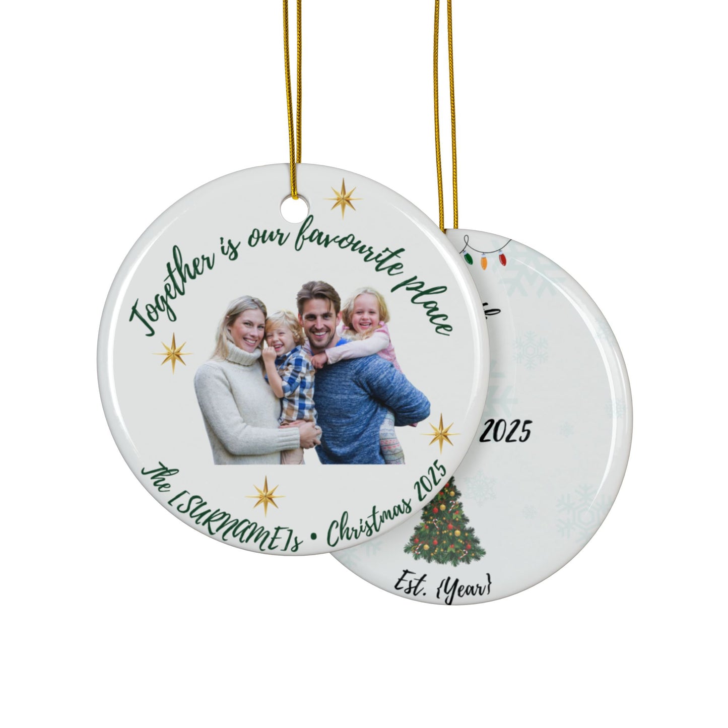 Personalized Ceramic Ornaments for Christmas Tree, Holiday Decor, Family Keepsakes, Double-Sided Decoration, Gift Idea