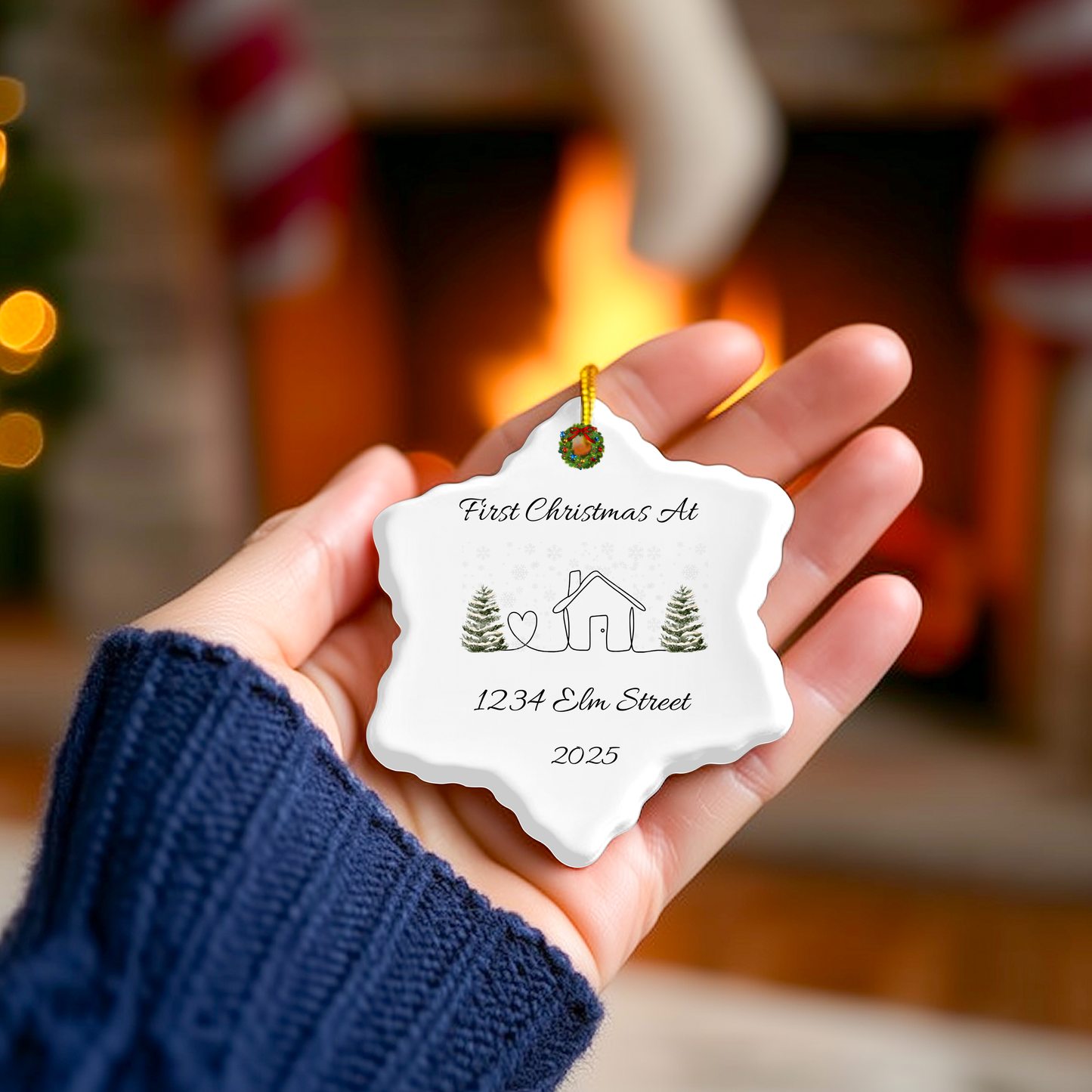 First Christmas at New Home – Personalized Snowflake Ornament