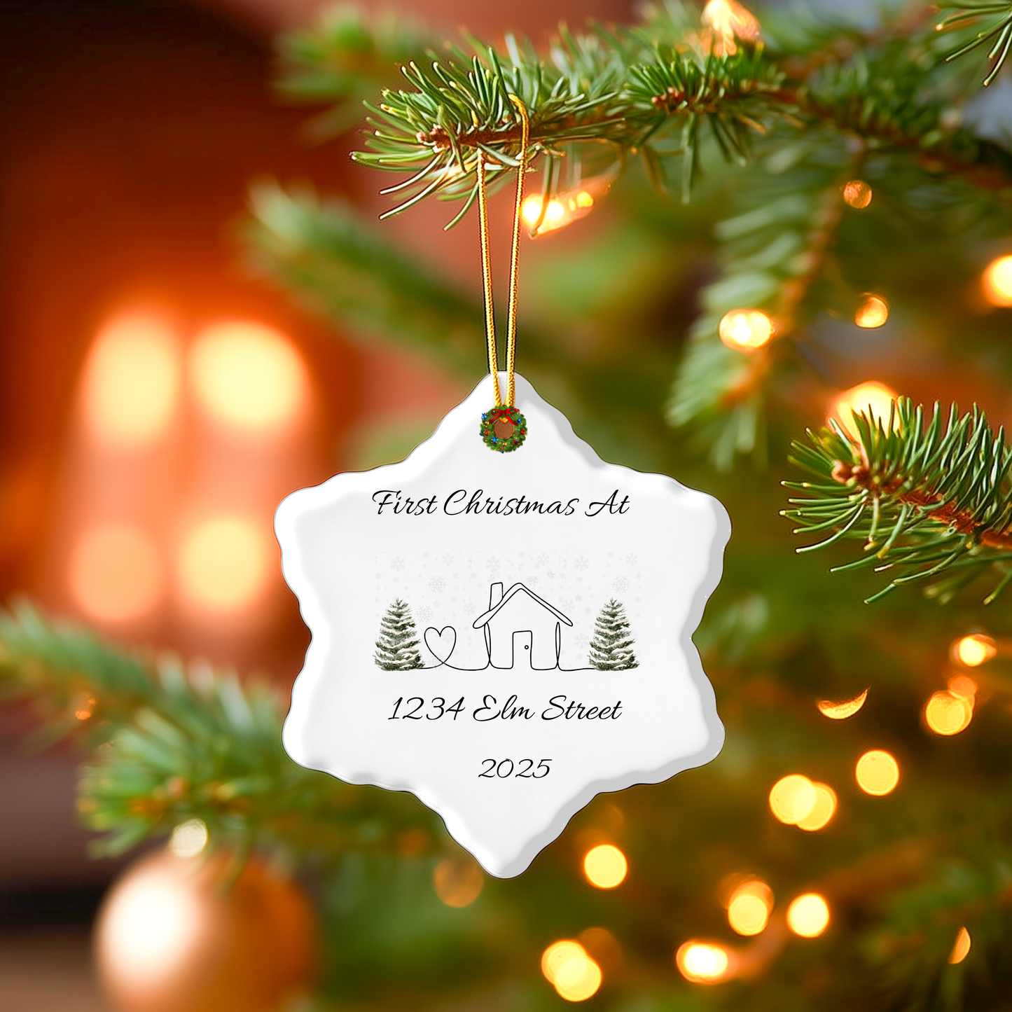First Christmas at New Home – Personalized Snowflake Ornament