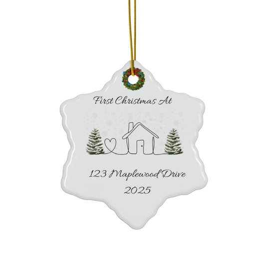 First Christmas at New Home – Personalized Snowflake Ornament
